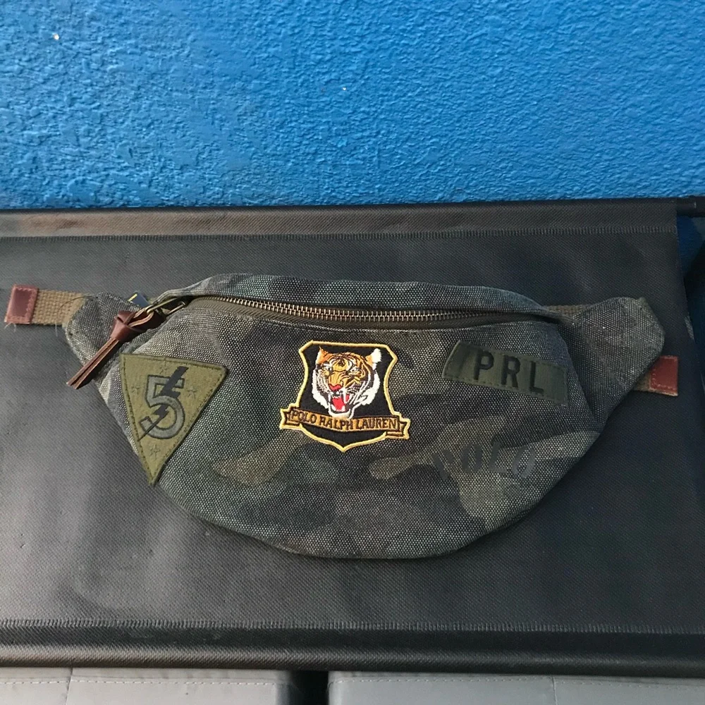 New Polo Ralph Lauren Canvas Camouflage Bum Bag Fanny Pack Belt Bag Pouch $300 - Picture 1 of 9
